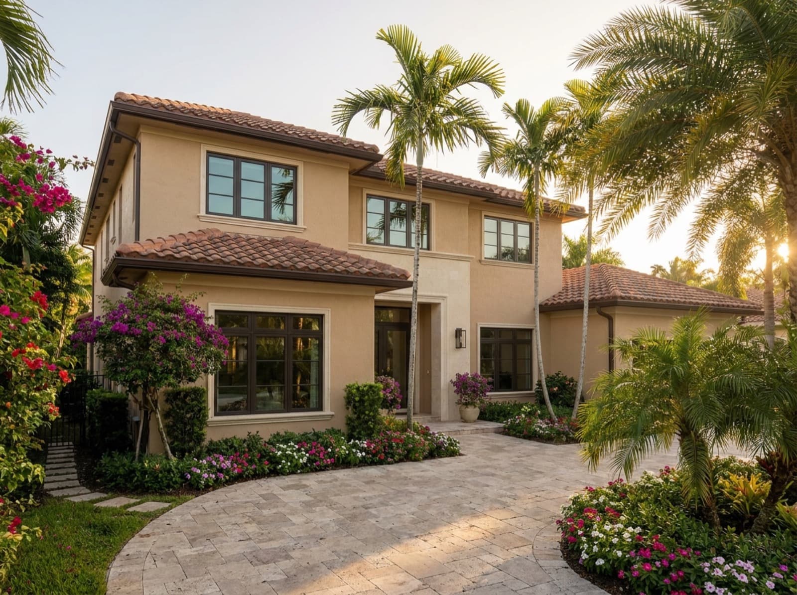 Doral family home with impact windows and tropical landscaping